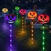 PUMPKIN Solar Light Garden Lights 6 in 1 Halloween String Solar Halloween Decorative LED Outdoor Waterproof Ghost Stake Lights for Pathway Yard Garden Decoration