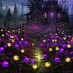 2Packs 8LEDs Halloween Decorations Solar Power Eyeball Lights Swaying Wind Waterproof Solar Halloween Outdoor Lights Garden Yard Haunting House COL.Green