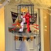 Halloween Horror Decorations, Halloween Haunted House Motion Sensor Light Up Talking Skeleton Prisoner Cage Scary Halloween Toy