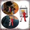 Halloween Horror Decorations, Halloween Haunted House Motion Sensor Light Up Talking Skeleton Prisoner Cage Scary Halloween Toy