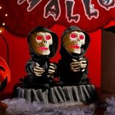 Skeleton Animated Halloween Decorations Indoor Funny Decor with Music Base,Spooky Dancing Death Scary Party with Color Changes Eyes
