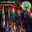 Solar Meteor Shower Lights 10 Tubes 30cm 6.6m Remote Waterproof String Lights Party Wedding Tree Halloween Christmas Outdoor Decorations Col.Blue