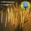 Solar Meteor Shower Lights 10 Tubes 30cm 6.6m Remote Waterproof String Lights Party Wedding Tree Halloween Christmas Outdoor Decorations Col.Blue