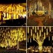 Solar Meteor Shower Lights 10 Tubes 30cm 6.6m Remote Waterproof String Lights Party Wedding Tree Halloween Christmas Outdoor Decorations Col.Blue