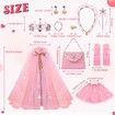 Princess Dress Up Clothes for Little Girl,11Pcs Princess Cape with Crown,Princess Dresses for Girl Age3+ Birthday Gift (Pink)