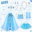 Princess Dress Up Clothes for Little Girl,11Pcs Princess Cape with Crown,Princess Dresses for Girl Age3+ Birthday Gift (Blue)