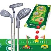 Toddler Golf Clubs Adjustable Toys Set Practice Putting Mat Cornhole Board Sports Indoor Outdoor Backyard Golfing Game Playset Gifts Kids Age3+