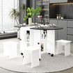 Folding Dining Table Set 4 Chairs 5 Piece Extendable Outdoor Furniture Dinner Room Kitchen Camping Picnic Desk Foldable Modern with Wheels