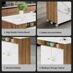 Folding Dining Table with Wheels Extendable Outdoor Furniture Breakfast Room Dinner Kitchen Bar Camp Picnic Desk 2 Storage Cabinets Marble Wood