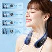 Neck Air Conditioner, 5000mAh Portable Neck Fan with Semiconductor Cooling Airflow Bladeless USB Rechargeable 3 Speed Personal Fan, Blue
