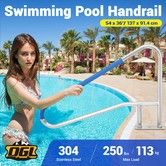 Swimming Pool Handrail Stairs Railing Steps Banister Grab Stainless Steel Handle 1370x914mm with 110cm Grip Cover