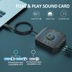 External Sound Card, USB Audio Adapter for PC Windows, Mac, Linux, Laptops, Desktops, Stereo Sound Card with 3.5mm Interface and USB Interface, Volume Control, Plug and Play, 6 in 1, Black