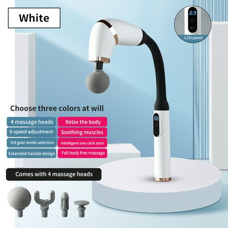 Massage Gun with Upgraded Extended Handle, U-Shaped Back Massager   Deep Tissue with LED Screen, 3 Modes & 6 Speed Levels
