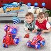 Remote Control Stunt Car Spider-Man 360 Degree Rotating Electric RC 2.4GHz Sound Light Toy for Kids Gifts Color Red