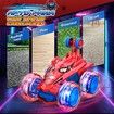 Remote Control Stunt Car Spider-Man 360 Degree Rotating Electric RC 2.4GHz Sound Light Toy for Kids Gifts Color Red