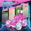 Remote Control Stunt Car 360 Degree Rotating Electric RC 2.4GHz Sound Light Toy for Kids Gifts Color Pink