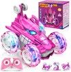 Remote Control Stunt Car 360 Degree Rotating Electric RC 2.4GHz Sound Light Toy for Kids Gifts Color Pink