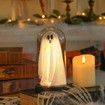 Halloween Decorations Indoor Light Up Ghost in Glass Cloche Cute Ghost with Light for Home Kitchen Mantel Tabletop Party Decor