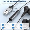 USB Headphones with Microphone for PC USB A Earbuds for PS5 Computer 2.3M Cord Magnetic in-Ear Headset Audio Control Mute Function (Black)