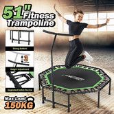 Genki Foldable Trampoline Bounce Rebounder Bungee Exercise Jumping Jogger Home Fitness Gym Equipment Workout 51 Inch