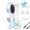 Cooling Stand for X-box Series S with Dual Cooling Fans 3 Level Adjustable Speed, Cooler Fan with Headphone Hook, Dual Controller Charger, LED Indicator and USB Port