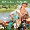 Waist Fan, Portable Neck Fan with 10000mAh Battery Ideal Belt Clip Fan for Jobsite, Farming, Fishing, Green