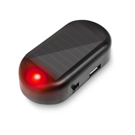 Car Solar Power Simulated Dummy Alarm,Anti-Theft LED Flashing Security Light Fake Lamp,Automotive Warning Interior Safety Lights with USB Charger Port (Red/1PCS)