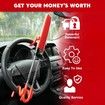 Steering Wheel Lock,Heavy Duty Antitheft Device and Car Security Lock with Adjustable Locking - Great Vehicle and Truck Deterrent (Red)