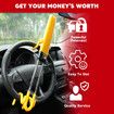 Steering Wheel Lock,Heavy Duty Antitheft Device and Car Security Lock with Adjustable Locking - Great Vehicle and Truck Deterrent (Yellow)