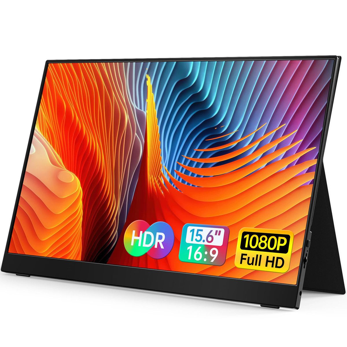 Portable Monitor,15.6In 1080P FHD IPS Display USB-C HDMI Portable Monitor with Cover and Speakers External Monitor for Laptop PC Mac Phone x-box Switch PS4