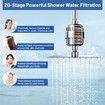 Filtered Shower Head 20 Stage Shower Filter 8In Rain Shower Head with Handheld Showerhead Combo for Hard Water Detachable 5 Modes High Pressure Shower with 60In Stainless Steel Hose & Holder,Chrome