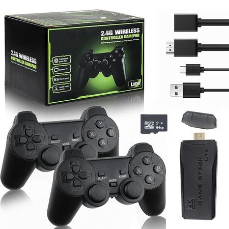 M8 Retro Game Stick 4K HDMI Built In 9 Emulators 20000+ Games 2.4GHz Wireless Controller Plug and Play for TV 64GB Memory