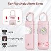 Rechargeable Personal Alarm for Women, Christmas Birthday Gifts for Women, Daughter, College Student, Teen Girl, Elders, Kids, Siren Alarm, USB Charging, Pink