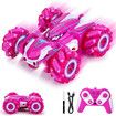 Spider Remote Control Car,2.4Ghz 360 Degrees Rotating Double Sided RC Stunt Cars with Cool Headlights,Rechargeable 4WD Off Road Drift Toys Age3+ (Pink)