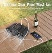 Portable Waist Clip Fan with Solar Panel, Wearable Camping Fan Personal Neck Cooling Fan