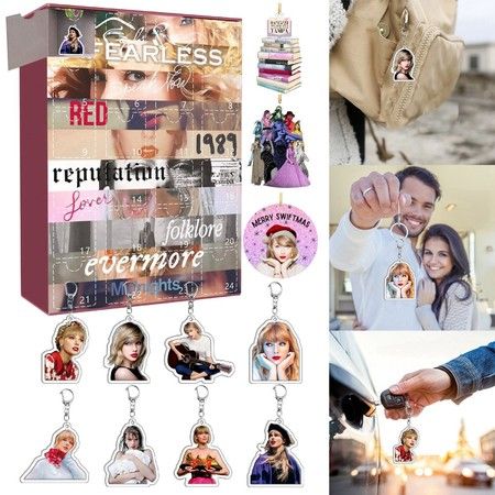 Taylor Christmas Advent Countdown Calendar Contain 24 Pieces Gift Christmas Acrylic Decoration And Bracelet Surprise Christmas Gift