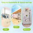 Clothes Rack Airer Garment Drying Stand Stainless Steel Folding Adjustable Outdoor Laundry Rail on Wheels with 20 Hooks