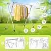 Clothes Rack Airer Garment Drying Stand Stainless Steel Folding Adjustable Outdoor Laundry Rail on Wheels with 20 Hooks