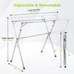 Clothes Rack Airer Garment Drying Stand Stainless Steel Folding Adjustable Outdoor Laundry Rail on Wheels with 20 Hooks