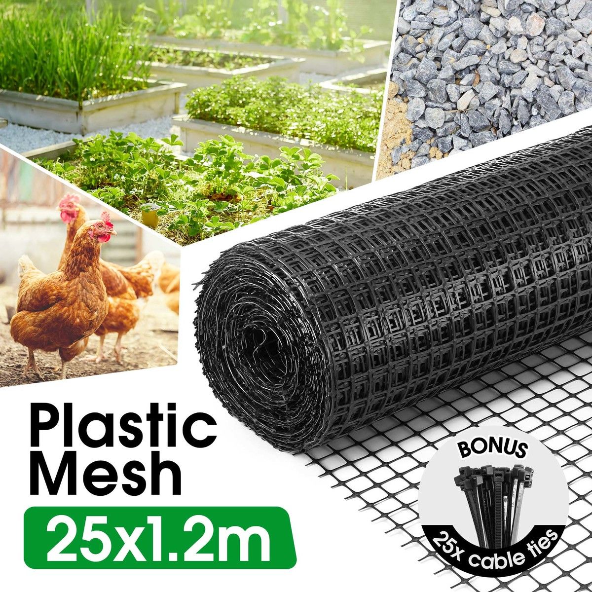 Plastic Mesh Barrier Net 1.2mx25m Long Garden Animal Wire Fence Enclosure Construction Tree Temporary Fencing Protection