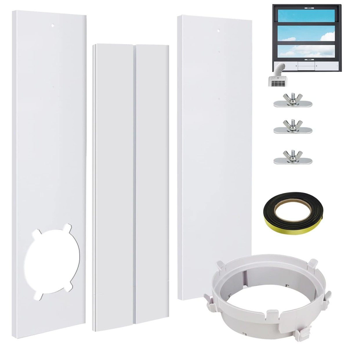 Window AC Kit Portable 67-180cm Slide Rail Interlock Air Conditioning Outlet Accessories Vertical Horizontal Sliding Cooling