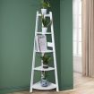 5 Tier Corner Shelf Wooden Storage White