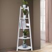 5 Tier Corner Shelf Wooden Storage White