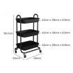 3 Tiers Kitchen Storage Trolley Black