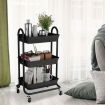 3 Tiers Kitchen Storage Trolley Black