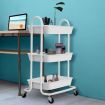 3 Tiers Kitchen Storage Trolley White