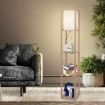 LED Floor Lamp with Storage Shelf Brown