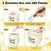 Gold Brass Donation Box Ballot Box Raffle Box Safe Suggestion Box with Raffle Tickets Cards Ballot Box with Slot Collection Box for Raffles (2 Pack)
