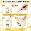 Gold Brass Donation Box Ballot Box Raffle Box Safe Suggestion Box with Raffle Tickets Cards Ballot Box with Slot Collection Box for Raffles (1 Pack)