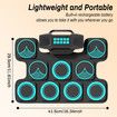 Electronic Drum Set,9 Electric Drum Practice Pad with Headphone Jack,Roll-up Pad Machine Built-in Speaker Drum Pedals Sticks